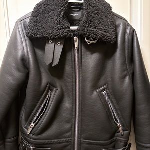 Brand new Kooples Sherpa leather  biker jacket